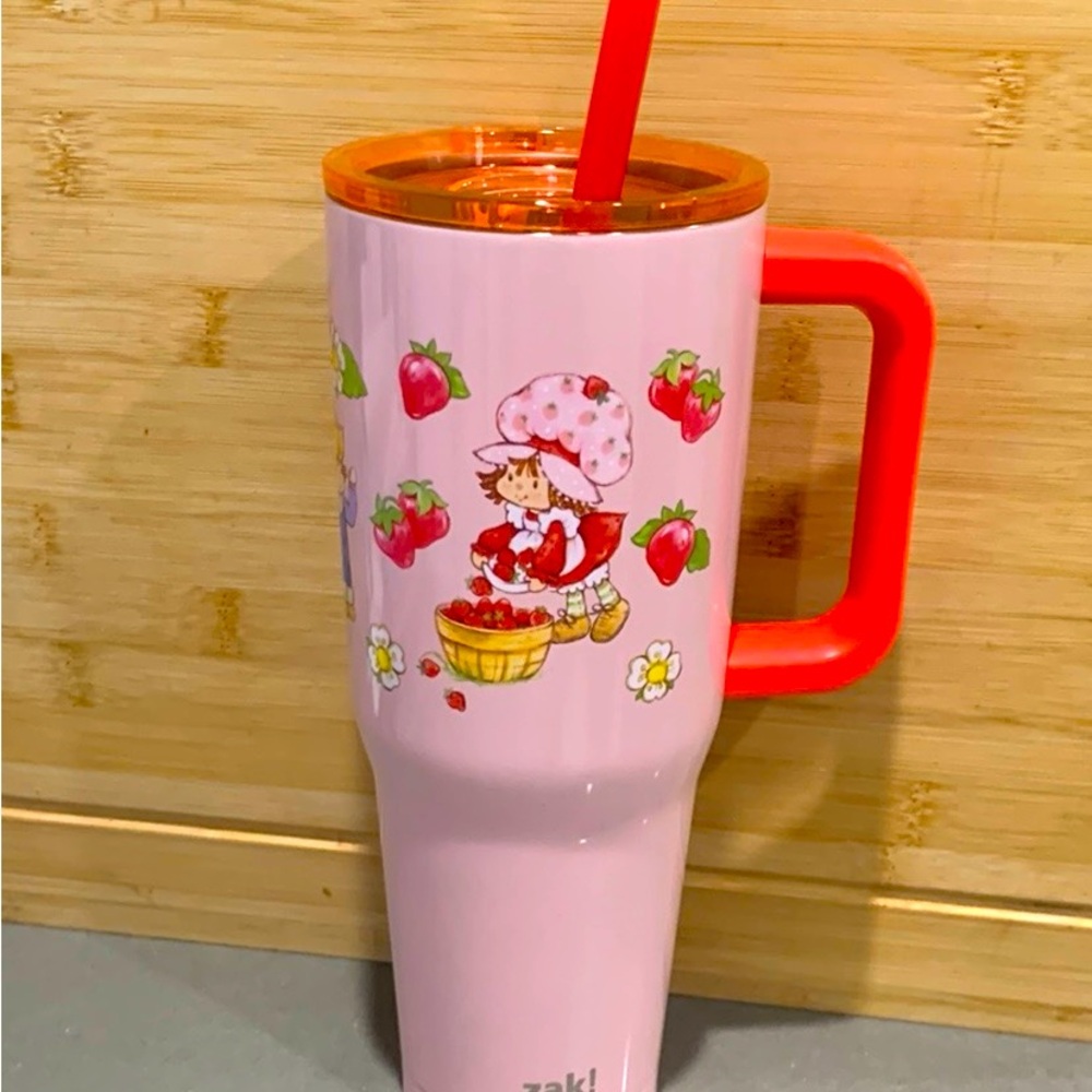 Pink Strawberry Shortcake Tumbler with Handle